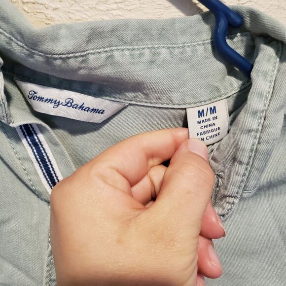 Tommy Bahama Men's Medium Long Sleeve Button Front Shirt Green - Picture 6 of 7